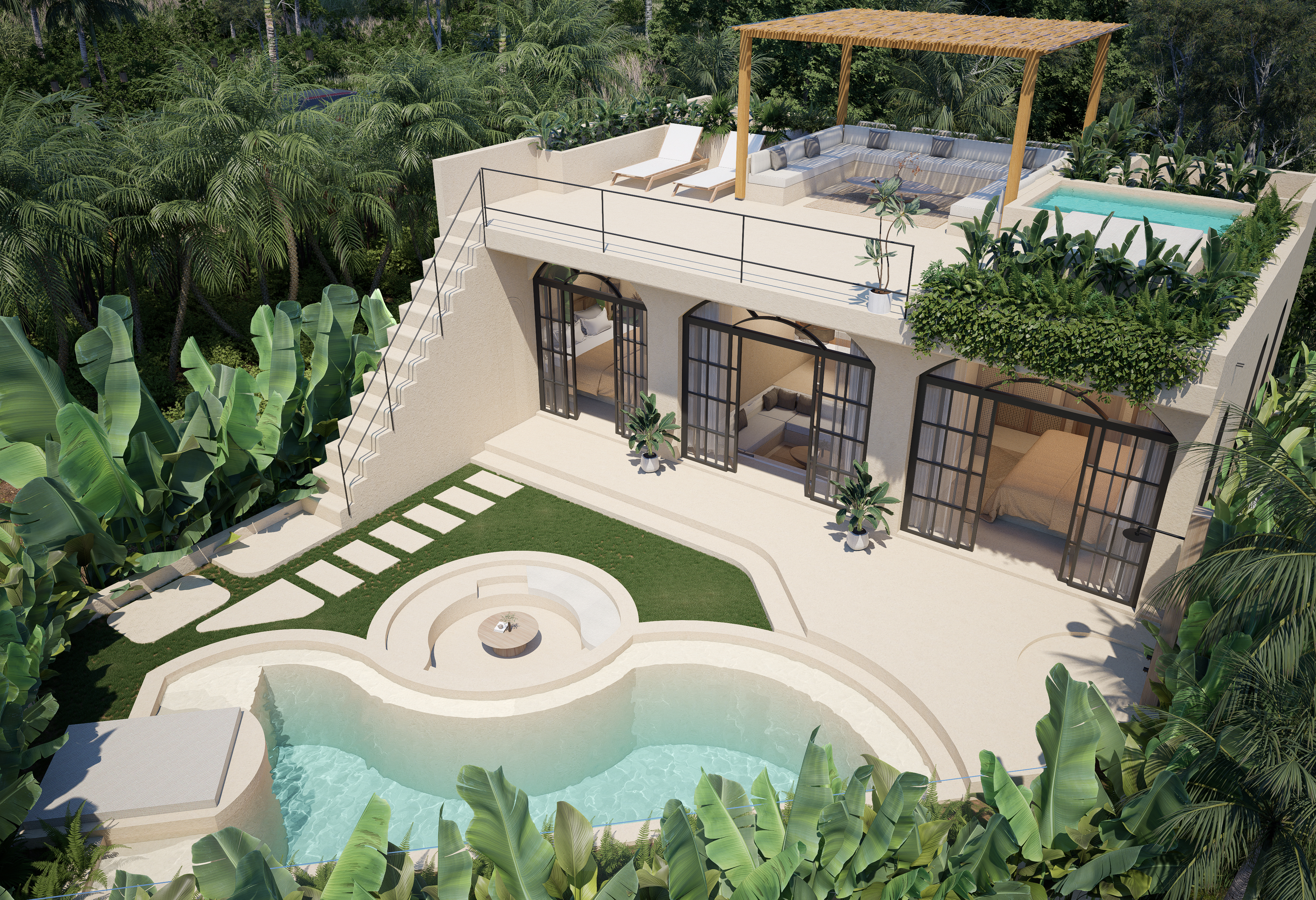 Villa mediterránea de 2 habitaciones en plena selva con doble piscina privada. — imagen 4