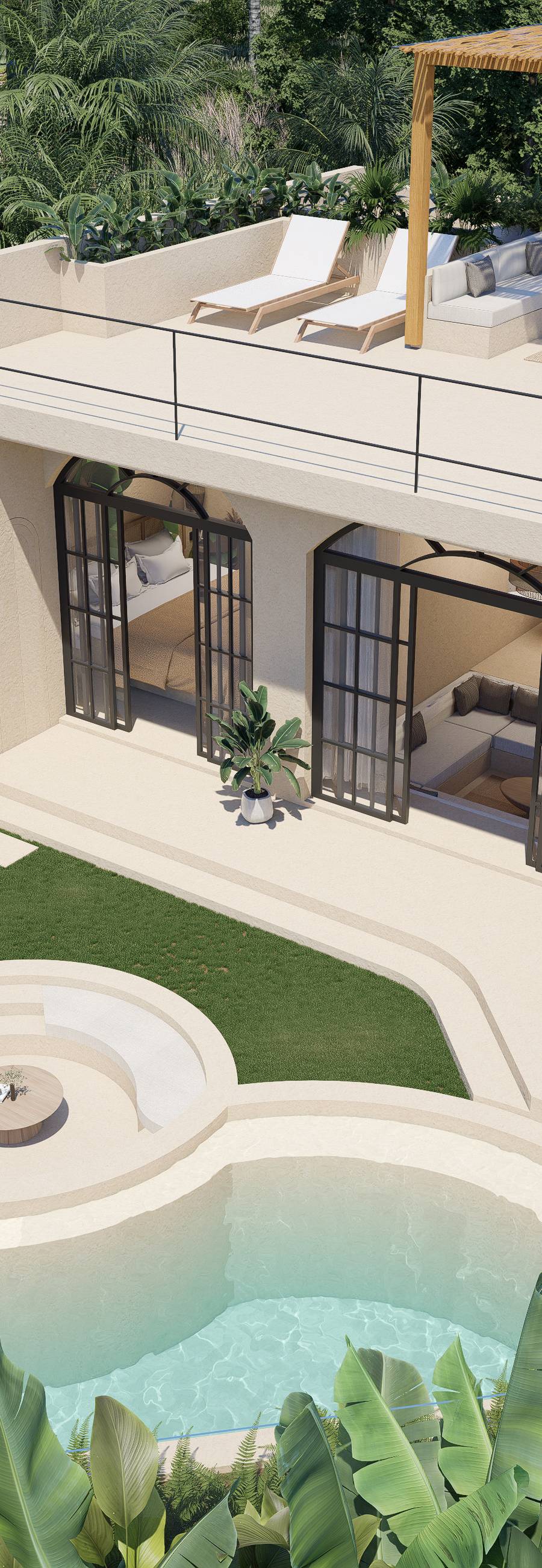 Villa mediterránea de 2 habitaciones en plena selva con doble piscina privada. — imagen 3